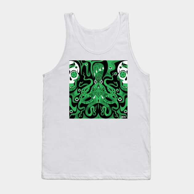 the monster in the ocean kraken squid ecopop in totonac pattern Tank Top by jorge_lebeau